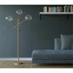 Best reviews of 💯 Gild Design House Chand Mid-Century Glass And Metal Floor Lamp In Brushed Bronze 💯 -Henn&Hart shop 2217972 1 L