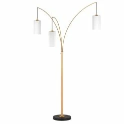 Best Sale ❤️ Henn&Hart 19" Brass/Blackened Bronze Metal/Fabric Floor Lamp ⭐