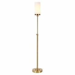 Deals ⌛ Henn&Hart 11" Brass Finish Metal/Glass Floor Lamp 🛒 -Henn&Hart shop 2242050 1 L