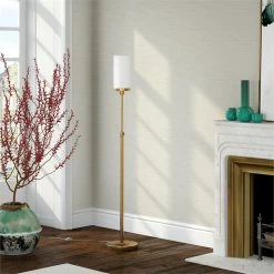 Deals ⌛ Henn&Hart 11" Brass Finish Metal/Glass Floor Lamp 🛒 -Henn&Hart shop 2242050 4 L
