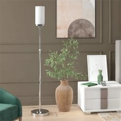 Buy ⌛ Henn&Hart 11" Polished Nickel Finish Metal/Glass Floor Lamp 🧨 -Henn&Hart shop 2242051 5 L