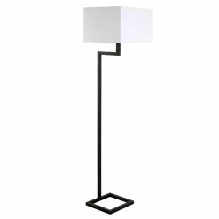 Promo 👍 Henn&Hart 16" Blackened Bronze Metal/Fabric Floor Lamp 🎁