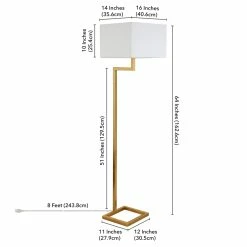 Best Sale 🌟 Henn&Hart 16" Brass Finish Metal/Fabric Floor Lamp 💯 -Henn&Hart shop 2242055 5 L