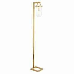 Best Sale 🔥 Henn&Hart 10" Brass Finish Metal/Glass Floor Lamp 🔔