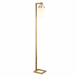 Promo ⌛ Henn&Hart 10" Brass Finish Metal/Glass Floor Lamp 👍 -Henn&Hart shop 2265503 1 L