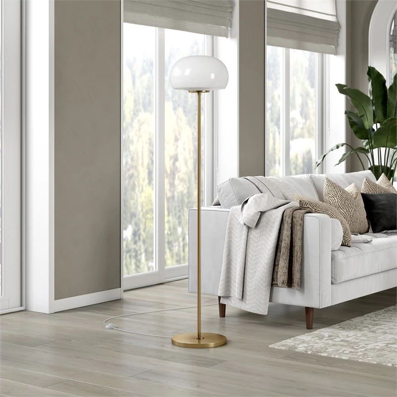 Flash Sale 🛒 Henn&Hart 13" Brass Finish Metal/Glass Floor Lamp 🔔 8 Flash Sale 🛒 Henn&Hart 13" Brass Finish Metal/Glass Floor Lamp 🔔 - Image 6