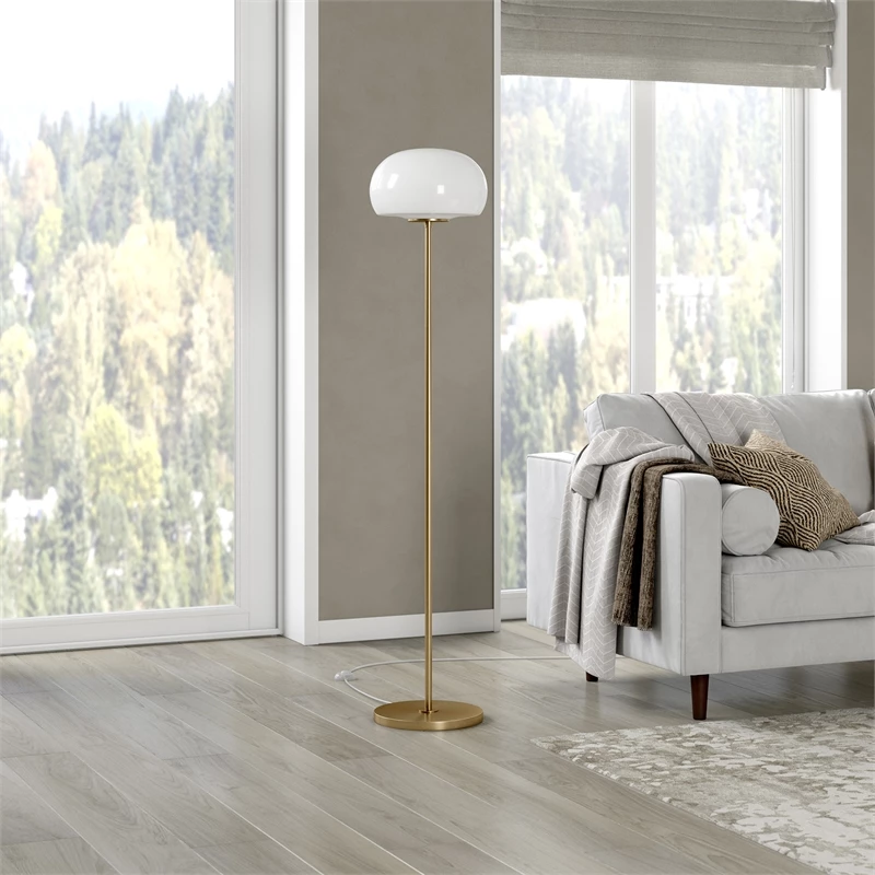 Flash Sale 🛒 Henn&Hart 13" Brass Finish Metal/Glass Floor Lamp 🔔 9 Flash Sale 🛒 Henn&Hart 13" Brass Finish Metal/Glass Floor Lamp 🔔 - Image 7