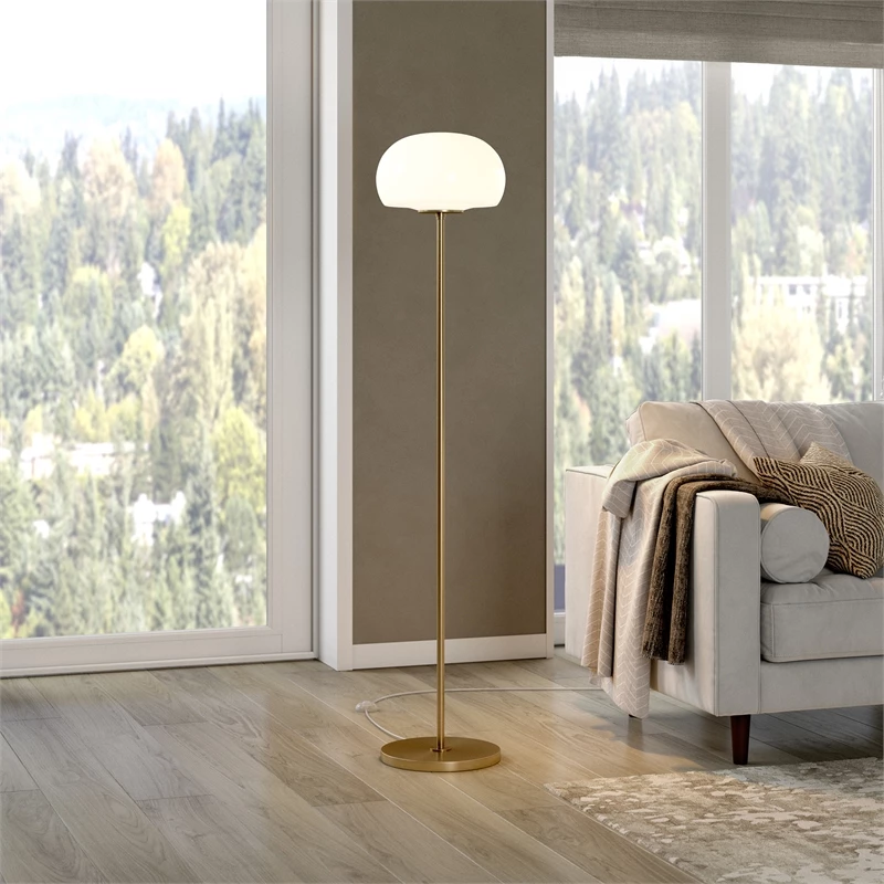 Flash Sale 🛒 Henn&Hart 13" Brass Finish Metal/Glass Floor Lamp 🔔 11 Flash Sale 🛒 Henn&Hart 13" Brass Finish Metal/Glass Floor Lamp 🔔 - Image 9