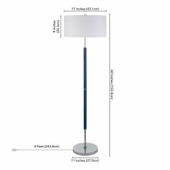 Cheap ✔️ Henn&Hart 17" Blue/Polished Nickel Metal/Fabric Floor Lamp 🔥 -Henn&Hart shop 2334267 7 L