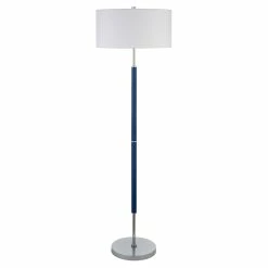 Cheap ✔️ Henn&Hart 17" Blue/Polished Nickel Metal/Fabric Floor Lamp 🔥