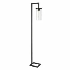 Coupon 🎁 Home Square 2 Piece Metal Floor Lamp Set With Clear Glass Shade In Black 🧨 -Henn&Hart shop 2391419 1 L
