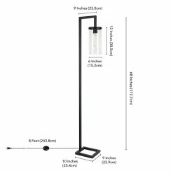 Coupon 🎁 Home Square 2 Piece Metal Floor Lamp Set With Clear Glass Shade In Black 🧨 -Henn&Hart shop 2391419 7 L