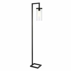 Coupon 🎁 Home Square 2 Piece Metal Floor Lamp Set With Clear Glass Shade In Black 🧨 -Henn&Hart shop 2391419 9 L