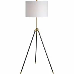 New 🎉 Maklaine Modern Glamour Floor Lamp In Antique Brass And Black 😉