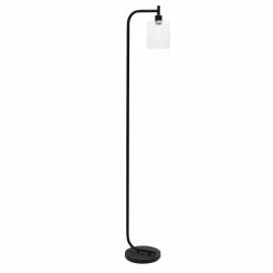 Discount ✨ All The Rages Simple Designs Metal Modern Lantern Floor Lamp In Black With Clear Shade ⭐ -Henn&Hart shop 2403207 10 L