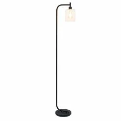 Discount ✨ All The Rages Simple Designs Metal Modern Lantern Floor Lamp In Black With Clear Shade ⭐ -Henn&Hart shop 2403207 11 L