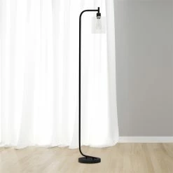 Discount ✨ All The Rages Simple Designs Metal Modern Lantern Floor Lamp In Black With Clear Shade ⭐ -Henn&Hart shop 2403207 6 L