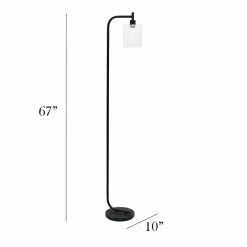 Discount ✨ All The Rages Simple Designs Metal Modern Lantern Floor Lamp In Black With Clear Shade ⭐ -Henn&Hart shop 2403207 8 L