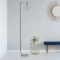 Coupon ⭐ All The Rages Simple Designs Metal Modern Lantern Floor Lamp In Chrome With Clear Shade 🤩 -Henn&Hart shop 2403208 11 L