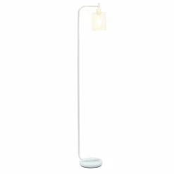 Brand new 😀 All The Rages Simple Designs Metal Modern Lantern Floor Lamp In White With Clear Shade ⭐ -Henn&Hart shop 2403210 10 L