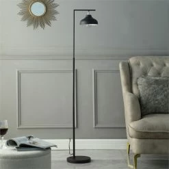 Outlet 🌟 ORE International 63.25" In Industrial Farmhouse Metal Floor Lamp In Black ⌛ -Henn&Hart shop 2438511 4 L