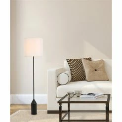 Coupon 🌟 Living District Ines 1-Light Mid-Century Metal Floor Lamp In Black And White 😉 -Henn&Hart shop 2441630 1 L