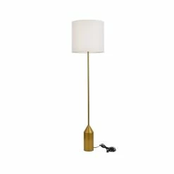 Best Sale 🥰 Living District Ines 1-Light Mid-Century Metal Floor Lamp In Brass And White 🔔 -Henn&Hart shop 2441631 2 L