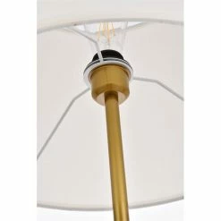 Best Sale 🥰 Living District Ines 1-Light Mid-Century Metal Floor Lamp In Brass And White 🔔 -Henn&Hart shop 2441631 4 L