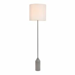 Deals 🤩 Living District Ines 1-Light Mid-Century Metal Floor Lamp In Concrete Gray/White ⌛