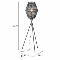 Budget 🌟 ZUO Billie Modern 1-Light Floor Lamp In Black 😉 -Henn&Hart shop 2475477 7 L
