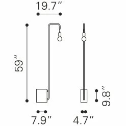 New ✨ ZUO Lancia Modern 1-Light Floor Lamp In Black ✔️ -Henn&Hart shop 2475482 6 L