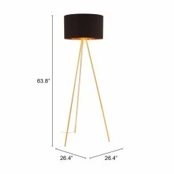 Flash Sale 🎉 ZUO Mariel Modern 1-Light Floor Lamp In Black & Gold 🎁 -Henn&Hart shop 2475509 5 L