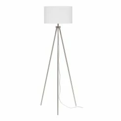 Outlet 👏 Eden Home Modern Metal Tri-pod Floor Lamp With Drum Shade In Nickel Finish 🥰
