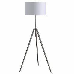 Promo ⭐ ORE International 64" - 47" In Mid-Century Adjustable Tripod Chrome/Silver Metal Floor Lamp ⭐