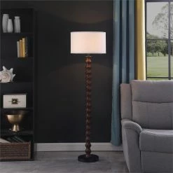 Hot Sale 👏 ORE International 61" In Coastal Littoral Wood Insp Modern Dark Cherry/Black Polyresin Floor Lamp ⌛ -Henn&Hart shop 2501752 2 L