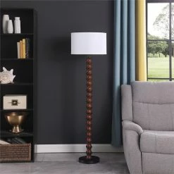 Hot Sale 👏 ORE International 61" In Coastal Littoral Wood Insp Modern Dark Cherry/Black Polyresin Floor Lamp ⌛ -Henn&Hart shop 2501752 4 L