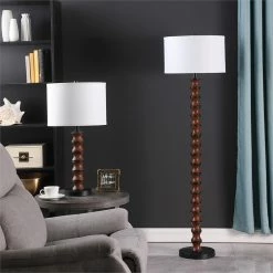 Hot Sale 👏 ORE International 61" In Coastal Littoral Wood Insp Modern Dark Cherry/Black Polyresin Floor Lamp ⌛ -Henn&Hart shop 2501752 5 L