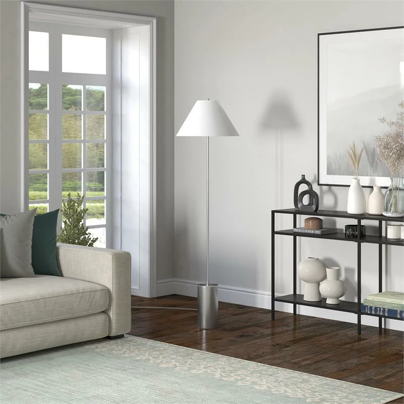 Best Sale โค๏ธ Henn&Hart 18" Brushed Nickel/White Metal/Fabric Floor Lamp ๐ 5 Best Sale โค๏ธ Henn&Hart 18" Brushed Nickel/White Metal/Fabric Floor Lamp ๐ - Image 3