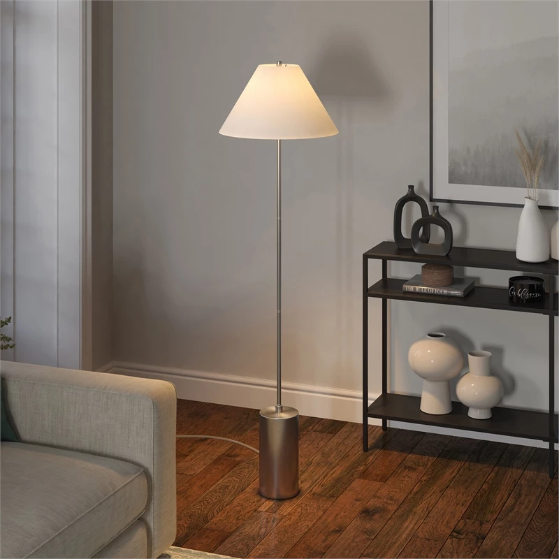 Best Sale โค๏ธ Henn&Hart 18" Brushed Nickel/White Metal/Fabric Floor Lamp ๐ 6 Best Sale โค๏ธ Henn&Hart 18" Brushed Nickel/White Metal/Fabric Floor Lamp ๐ - Image 4