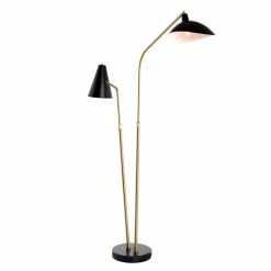 Flash Sale 🌟 Nuevo Dominique Mid-Century Steel Metal Floor Lighting In Polished Black/Gold 🌟 -Henn&Hart shop 2530336 1 L
