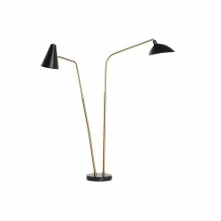 Flash Sale 🌟 Nuevo Dominique Mid-Century Steel Metal Floor Lighting In Polished Black/Gold 🌟 -Henn&Hart shop 2530336 2 L