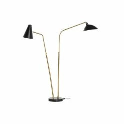 Flash Sale 🌟 Nuevo Dominique Mid-Century Steel Metal Floor Lighting In Polished Black/Gold 🌟 -Henn&Hart shop 2530336 3 L