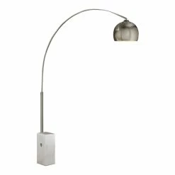 Outlet ✨ American Home Classic Sara 1-Light Mid-Century Floor Lamp In White And Brushed ✨