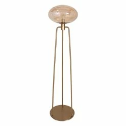 Cheapest ⭐ Contempolights Merano 64" 1-Light Mid-Century Metal & Glass Floor Lamp In Gold 🔔 -Henn&Hart shop 2546734 1 L