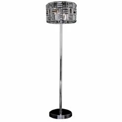 Outlet 😉 Contempolights Karly 64" Mid-Century Metal & Glass Floor Lamp In Chrome 🧨