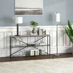 Outlet 💯 Henn&Hart 11" Brushed Nickel Finish Metal/Fabric Floor Lamp ❤️ -Henn&Hart shop 2563586 2 L