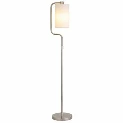 Outlet 💯 Henn&Hart 11" Brushed Nickel Finish Metal/Fabric Floor Lamp ❤️ -Henn&Hart shop 2563586 3 L