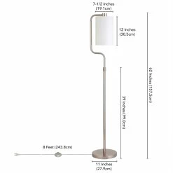 Outlet 💯 Henn&Hart 11" Brushed Nickel Finish Metal/Fabric Floor Lamp ❤️ -Henn&Hart shop 2563586 4 L