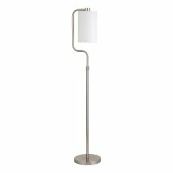 Outlet 💯 Henn&Hart 11" Brushed Nickel Finish Metal/Fabric Floor Lamp ❤️