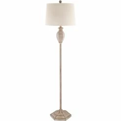 Best deal 🌟 Surya Eburne 59" 1-Light Traditional Linen And Metal Floor Lamp In Gray/Natural 🥰